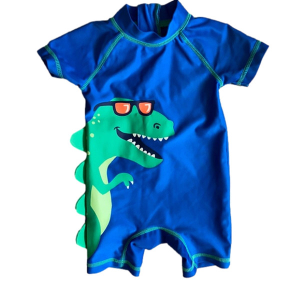 Carter’s Short Sleeve Dinosaur RashGuard Romper - Picture 1 of 4